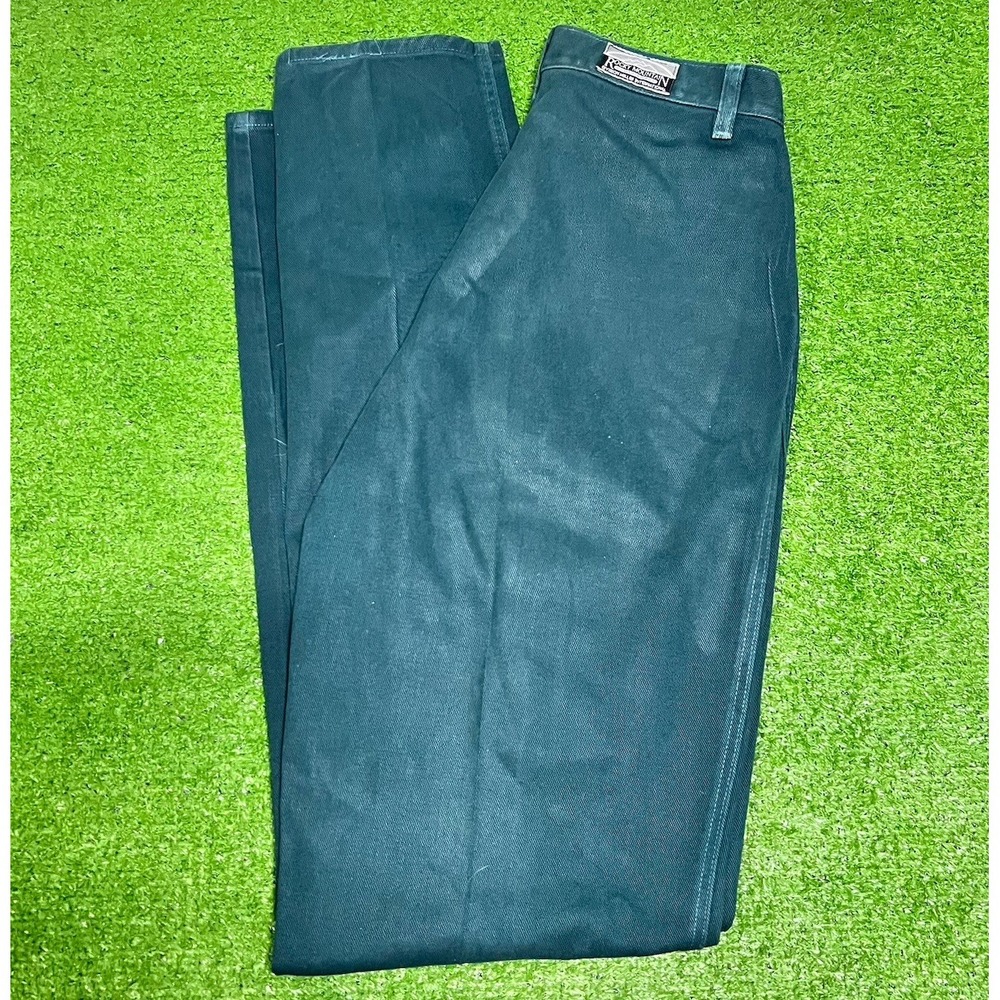 Vintage Rocky Mountain Jeans SZ 33/15 90s Forest Green Denim Bareback 36" Inseam